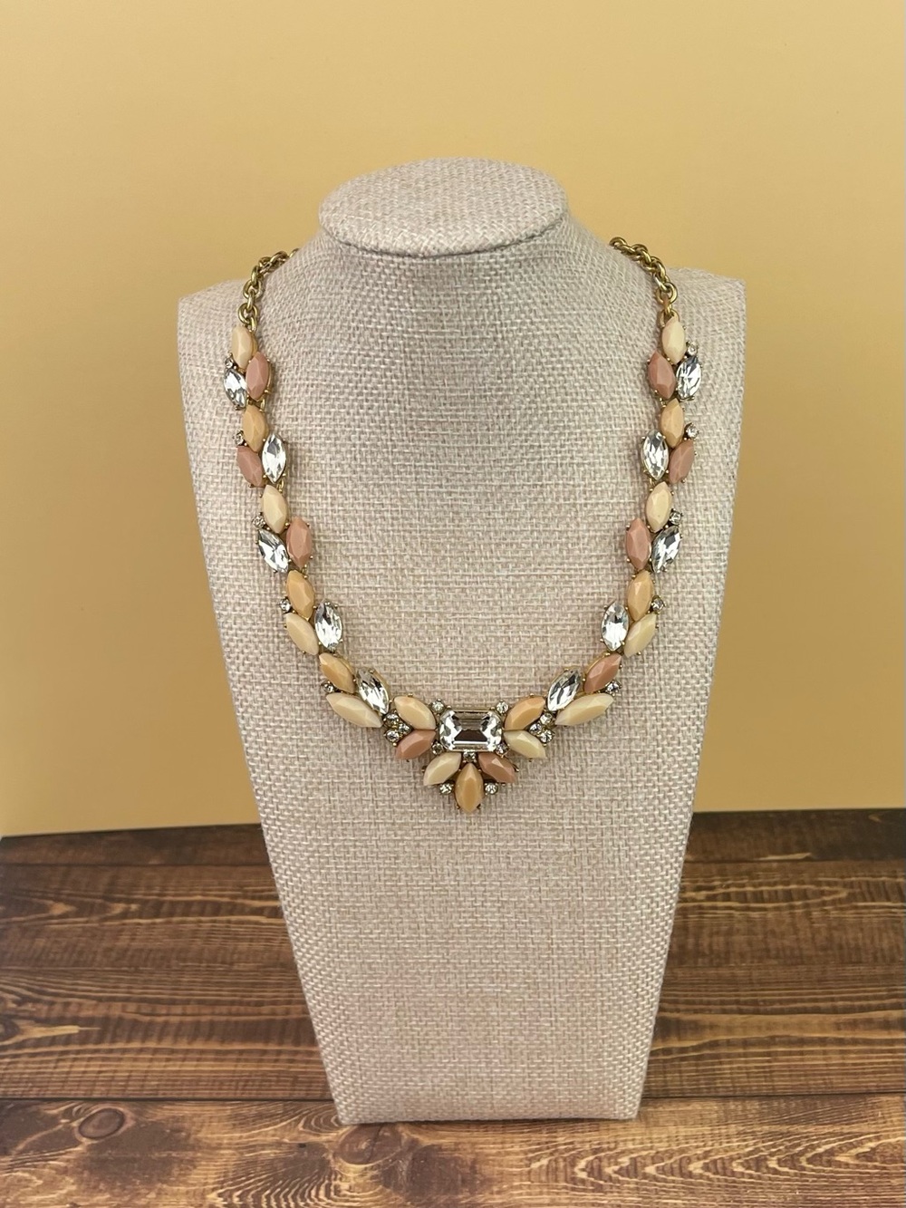 J Crew Neutrals & Crystal Cluster Statement Necklace